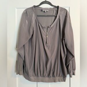 Jennifer Lopez Taupe Zippered Blouse